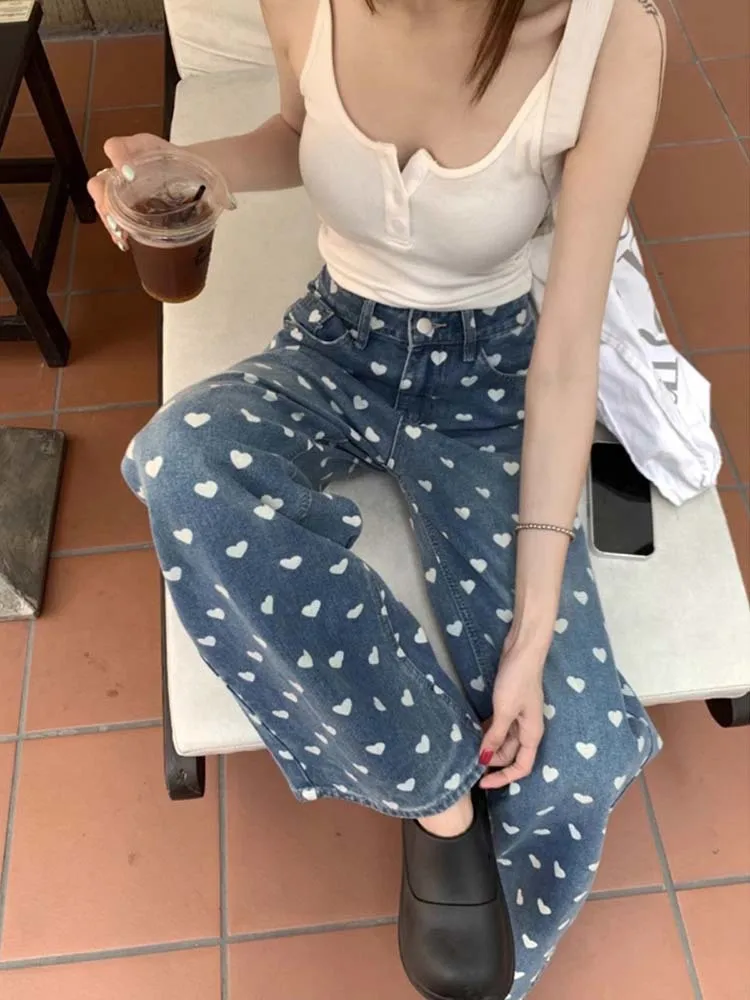 Heart Print Y2k Baggy Jeans Women Streetwear Loose High Waisted Fashion Casual Straight-leg Wide Leg Pants For Women
Heart Print Y2k Baggy Jeans Women Streetwear Loose High Waisted Fashion Casual Straight-leg Wide Leg Pants For Women