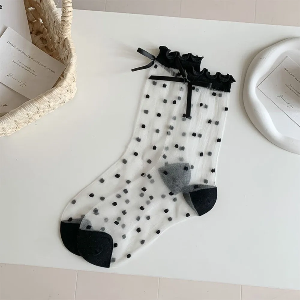 Comfortable Ultra-thin Lolita Socks Soft Crystal Silk Lace Bow Socks Elastic Breathable Long Socks Girls
Comfortable Ultra-thin Lolita Socks Soft Crystal Silk Lace Bow Socks Elastic Breathable Long Socks Girls