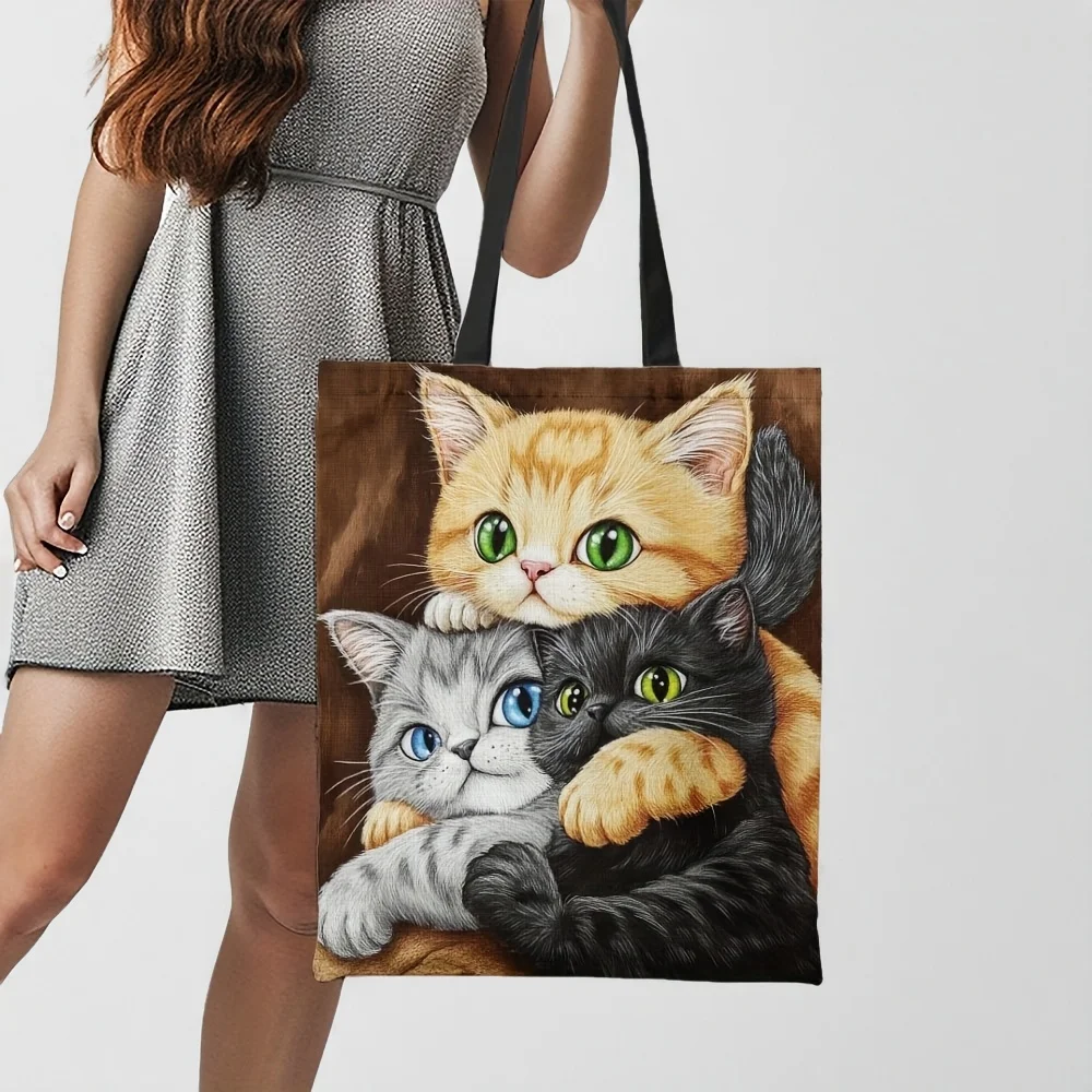 Милая сумка-тоут с котятами, прочная складная многоразовая сумка для покупок из полиэстера с красочным котом, большая вместительная сумка
Милая сумка-тоут с котятами, прочная складная многоразовая сумка для покупок из полиэстера с красочным котом, большая вместительная сумка