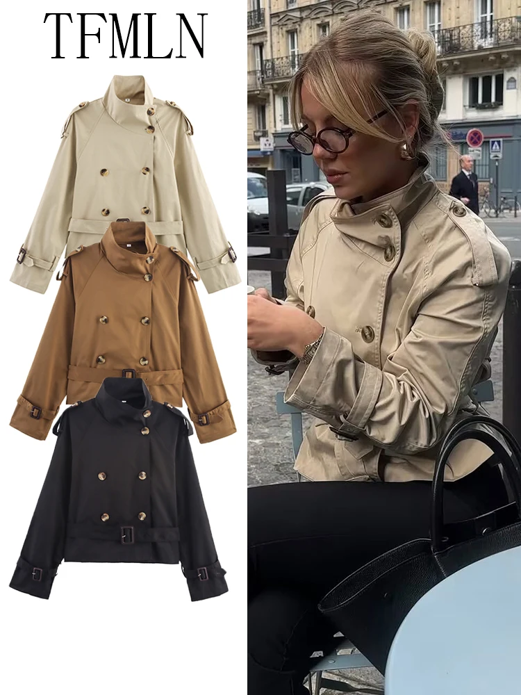 TFMLN 2200, осенние женские укороченные плащи с поясом, модные повседневные двубортные куртки, шикарная уличная верхняя одежда, топы
TFMLN 2200, осенние женские укороченные плащи с поясом, модные повседневные двубортные куртки, шикарная уличная верхняя одежда, топы