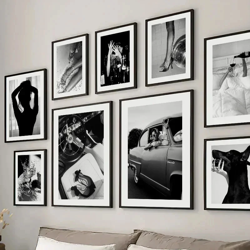 Sexy Girl Luxury Car Dog Heels Wine Wall Art Canvas Painting Black and White Poster Printing Images Living Room Decoration
Sexy Girl Luxury Car Dog Heels Wine Wall Art Canvas Painting Black and White Poster Printing Images Living Room Decoration