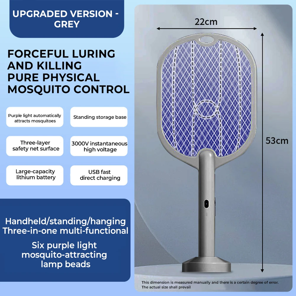 Upgraded 3000V Mosquito Swatter with TYPE-C Charging, 3 in 1 Electric Mosquito Swatter, Mosquito Killer Lamp
Upgraded 3000V Mosquito Swatter with TYPE-C Charging, 3 in 1 Electric Mosquito Swatter, Mosquito Killer Lamp
