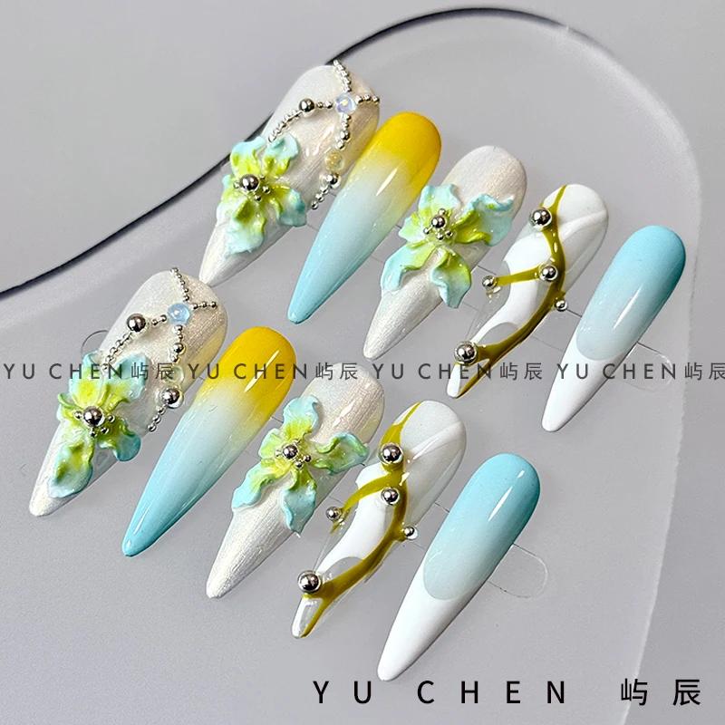 New Handmade Spring Lemon Manicure Wearing Nail Heavy Industry Hand Pinch Flower Gradual Change Spice Girl Design Nail Press On
New Handmade Spring Lemon Manicure Wearing Nail Heavy Industry Hand Pinch Flower Gradual Change Spice Girl Design Nail Press On