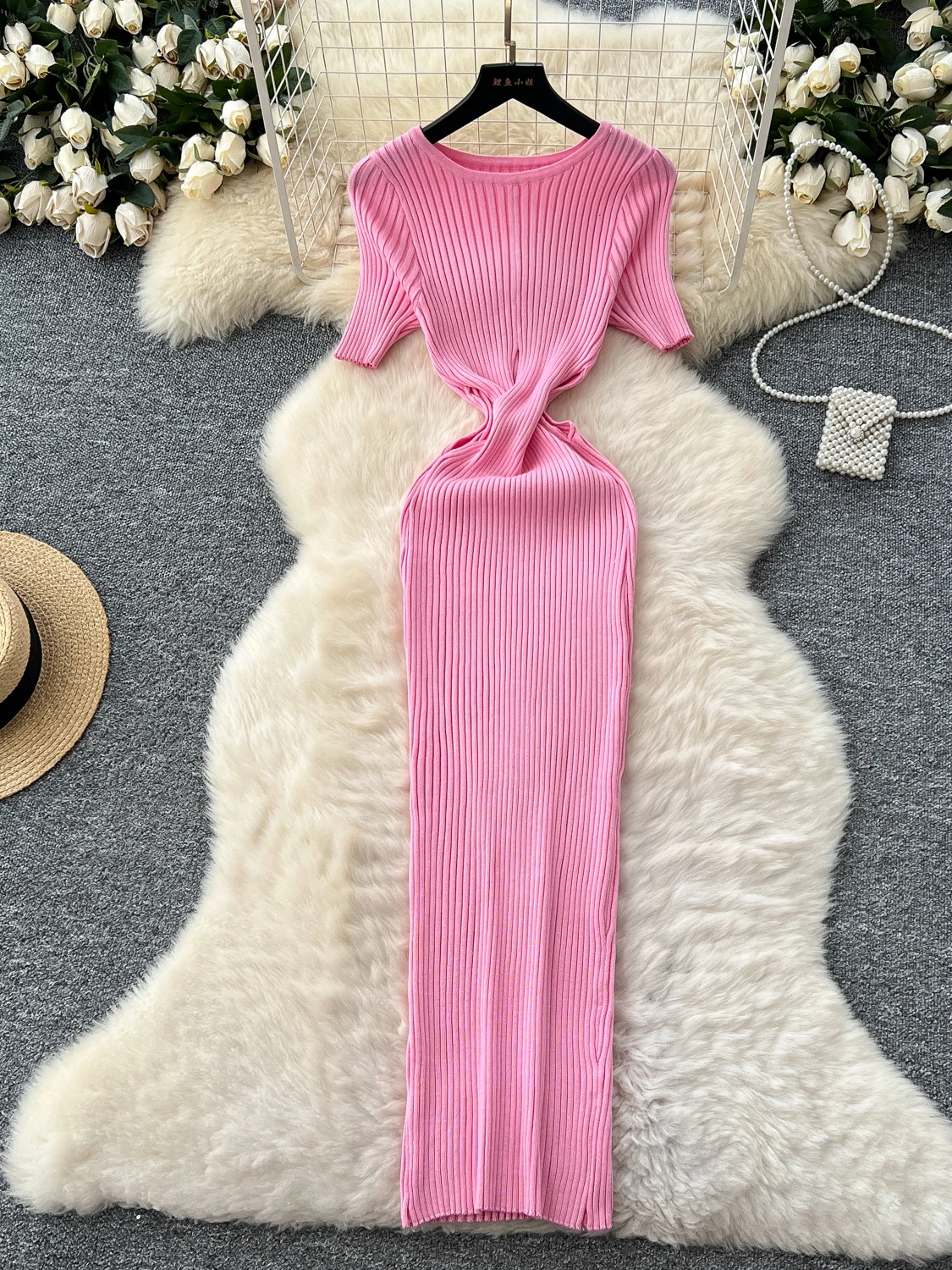 Foamlina Summer New Hollow Out Waist Tight Short Sleeve Knitted Dress Women's Skinny Classy Chic Round Neck Long Knit Dress
Foamlina Summer New Hollow Out Waist Tight Short Sleeve Knitted Dress Women's Skinny Classy Chic Round Neck Long Knit Dress