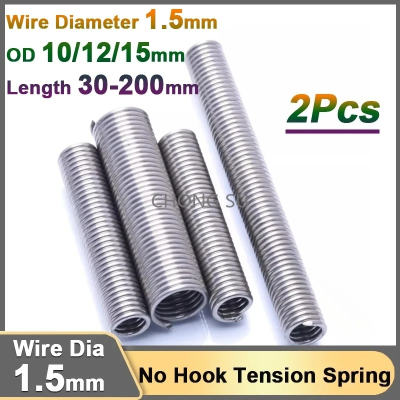 Stainless Steel No Hook Tension Spring Stretching Pullback Extension Draught Spring Wire Dia 1.5mm OD 10 12 15mm Length 30-200mm 
Stainless Steel No Hook Tension Spring Stretching Pullback Extension Draught Spring Wire Dia 1.5mm OD 10 12 15mm Length 30-200mm