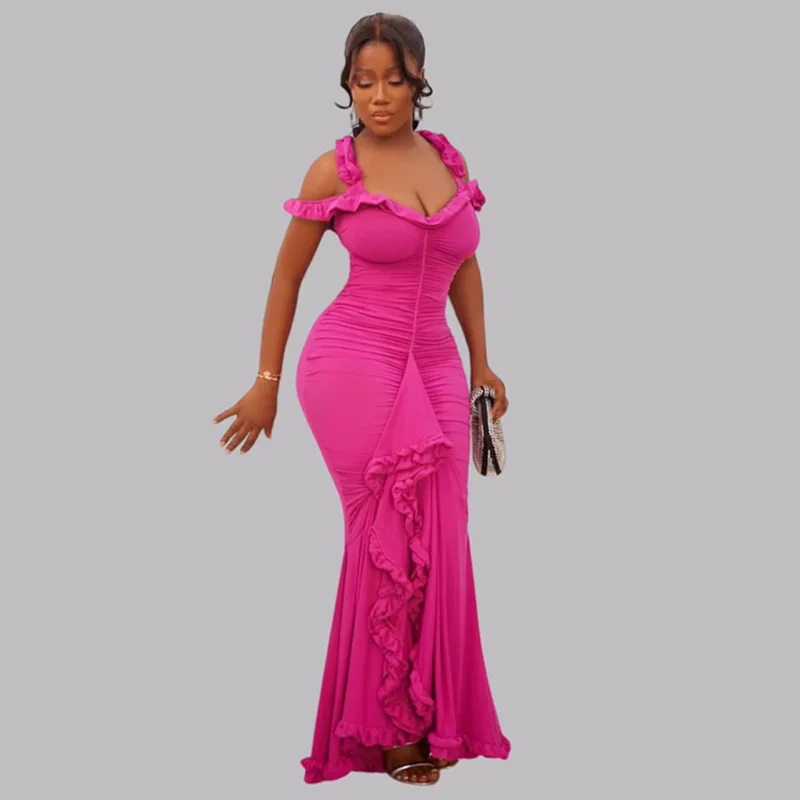 New temperament ruffle leaf edge slim-fitting pleated suspender dress hip dress fashionable simple and versatile elegant holiday
New temperament ruffle leaf edge slim-fitting pleated suspender dress hip dress fashionable simple and versatile elegant holiday