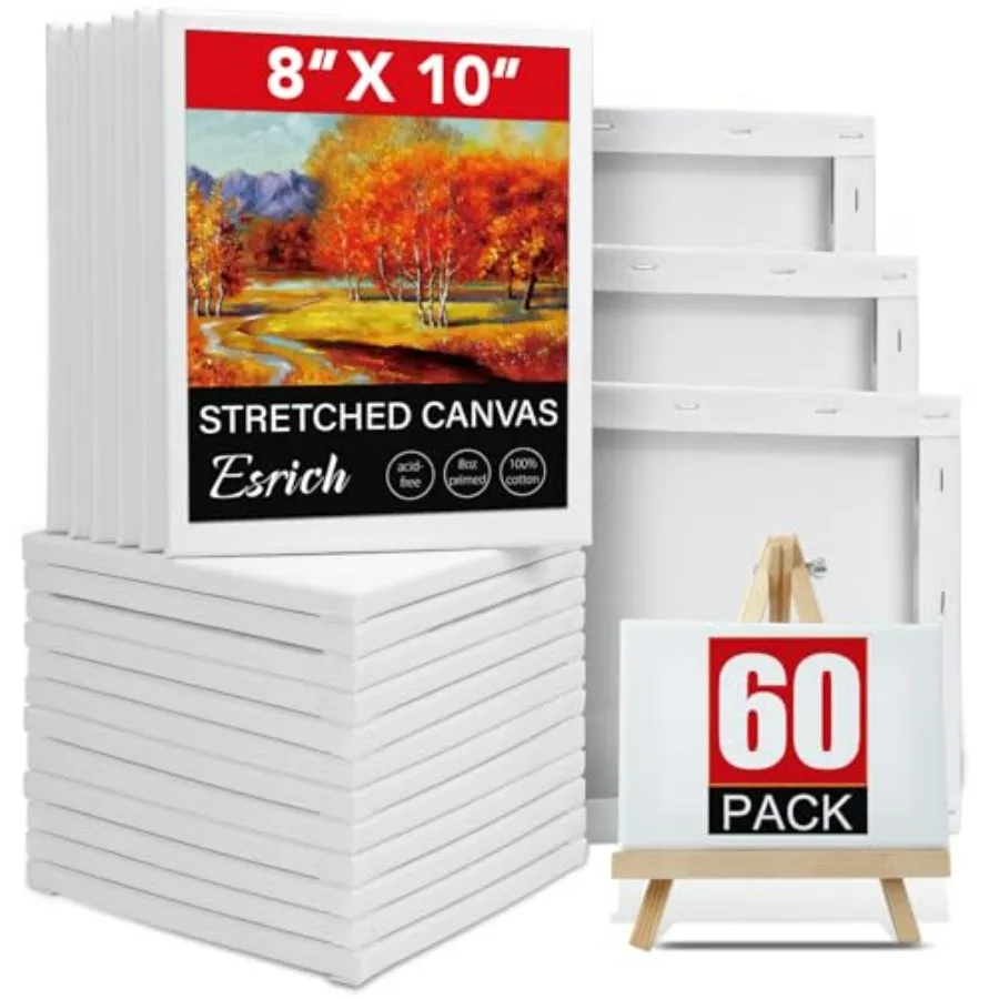 8x10 Paint Canvases for Oil Acrylic Painting 60 Pack Primed Acid-Free Cotton Canvas Stretched Canvases for Art Supplies White
8x10 Paint Canvases for Oil Acrylic Painting 60 Pack Primed Acid-Free Cotton Canvas Stretched Canvases for Art Supplies White