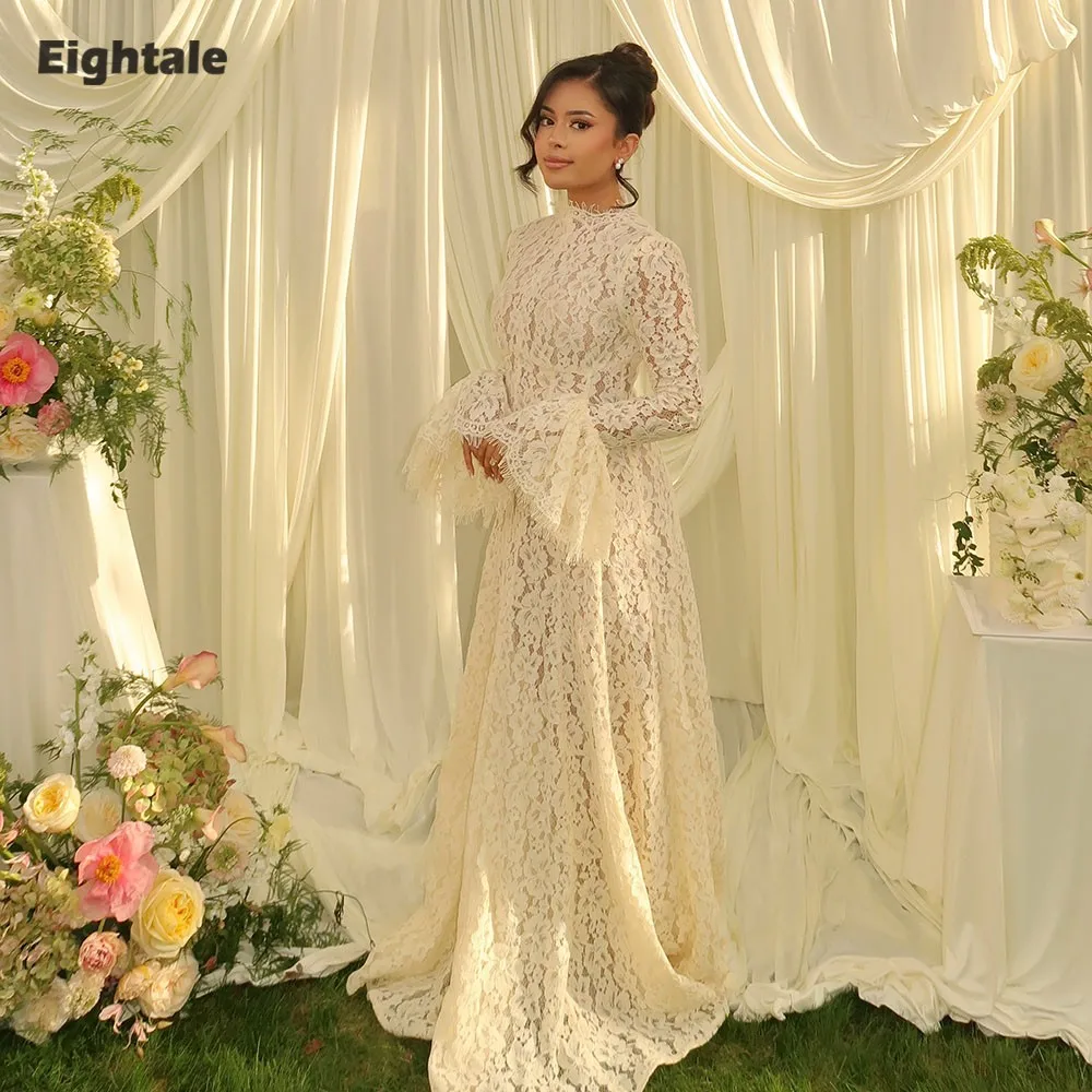 Eightale Muslim Wedding Dress High Neck Customized White Ivory A-Line Lace Arabic Bridal Gown Long Sleeves Vestido De Noiva
Eightale Muslim Wedding Dress High Neck Customized White Ivory A-Line Lace Arabic Bridal Gown Long Sleeves Vestido De Noiva