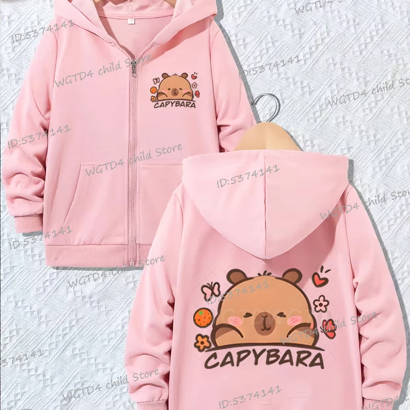Capybara Print Hooded Jacket for Girls Boys Soft Zipper Hoodie Coat Youth Trendy Capybara Print Hoodie Jacket Zip-Up Sweatshirt
Capybara Print Hooded Jacket for Girls Boys Soft Zipper Hoodie Coat Youth Trendy Capybara Print Hoodie Jacket Zip-Up Sweatshirt