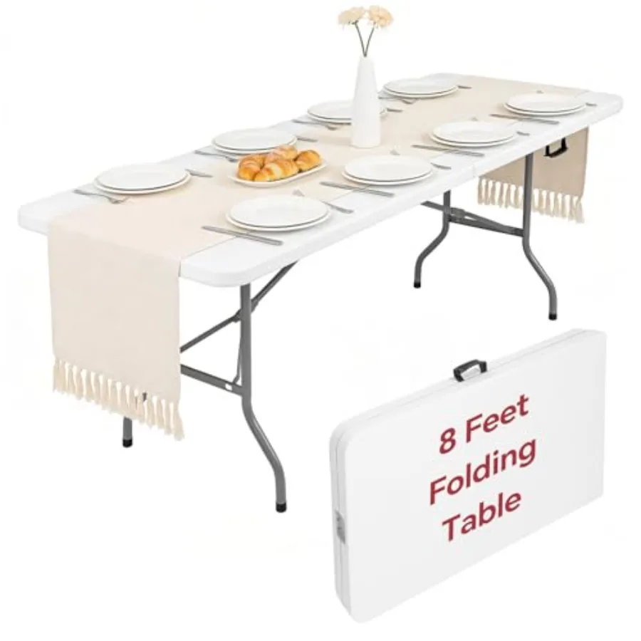 8 Foot Folding Table for Indoor Outdoor Use, Heavy Duty Plastic, Black, Fold-in-Half Portable Design with Stable Rectangular Ut
8 Foot Folding Table for Indoor Outdoor Use, Heavy Duty Plastic, Black, Fold-in-Half Portable Design with Stable Rectangular Ut