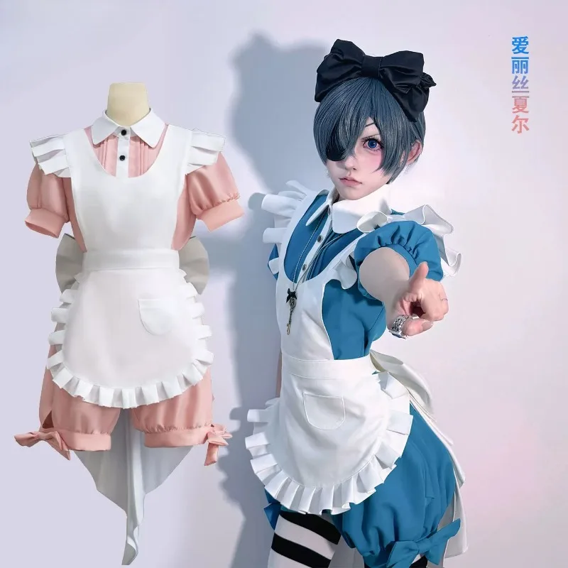 Ciel Phantomhive Cosplay Costume Black Butler Alice in Wonderland Maid Dress Full Set Blue Lolita Outfit for Women Halloween
Ciel Phantomhive Cosplay Costume Black Butler Alice in Wonderland Maid Dress Full Set Blue Lolita Outfit for Women Halloween