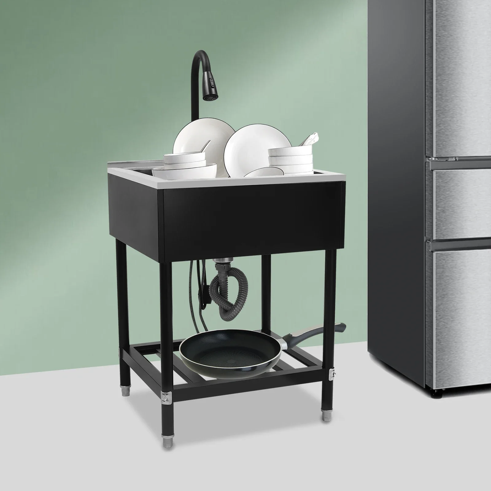 Modern 6mm Thick Stainless Steel Commercial Laundry Sink, Heavy-Duty Rectangle Single Bowl Utility Sink with Faucet and Stand
Modern 6mm Thick Stainless Steel Commercial Laundry Sink, Heavy-Duty Rectangle Single Bowl Utility Sink with Faucet and Stand