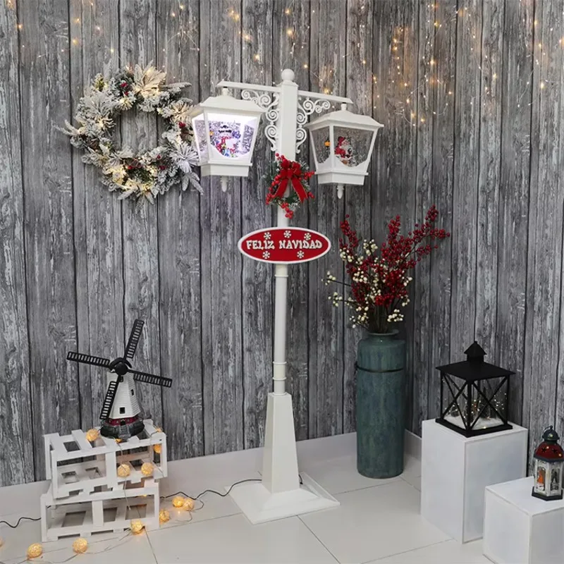 farol navideno musical waterproof Xmas Santa and snowman scene double lantern Led snowing Christmas street lamp post
farol navideno musical waterproof Xmas Santa and snowman scene double lantern Led snowing Christmas street lamp post