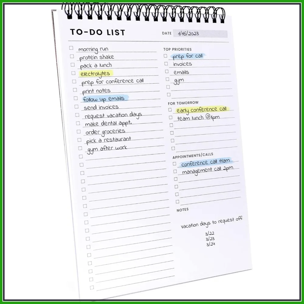 Spiral Daily Planner Notepad: 6.5x9.8 60 Sheets, Multiple Sections for Tasks, Priorities & Appointments
Spiral Daily Planner Notepad: 6.5x9.8 60 Sheets, Multiple Sections for Tasks, Priorities & Appointments