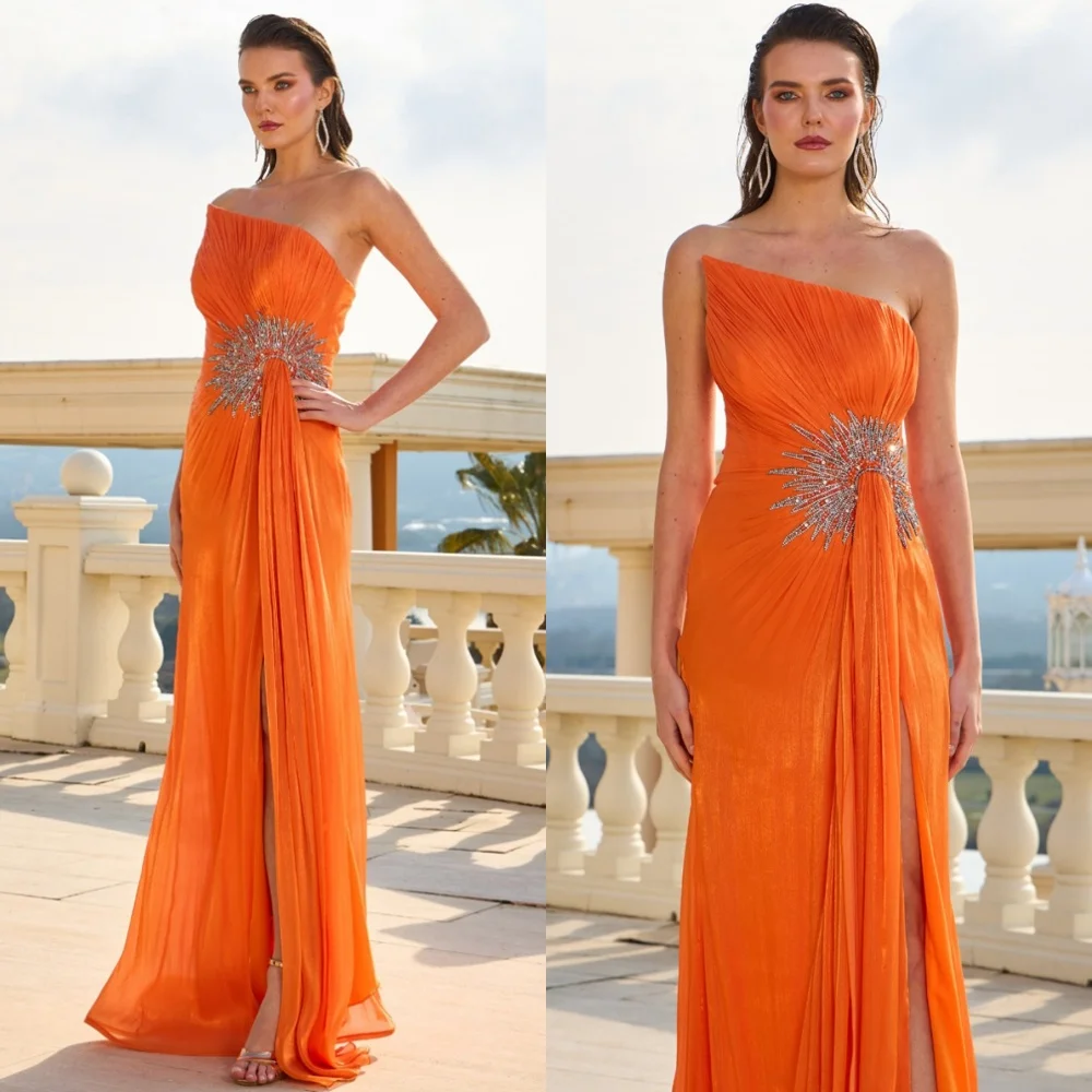 Customized Fashion Orange Chiffon Evening Dress Soft Strapless Sleeveless Homecoming Dresses Elegant Special Occasion Gowns
Customized Fashion Orange Chiffon Evening Dress Soft Strapless Sleeveless Homecoming Dresses Elegant Special Occasion Gowns