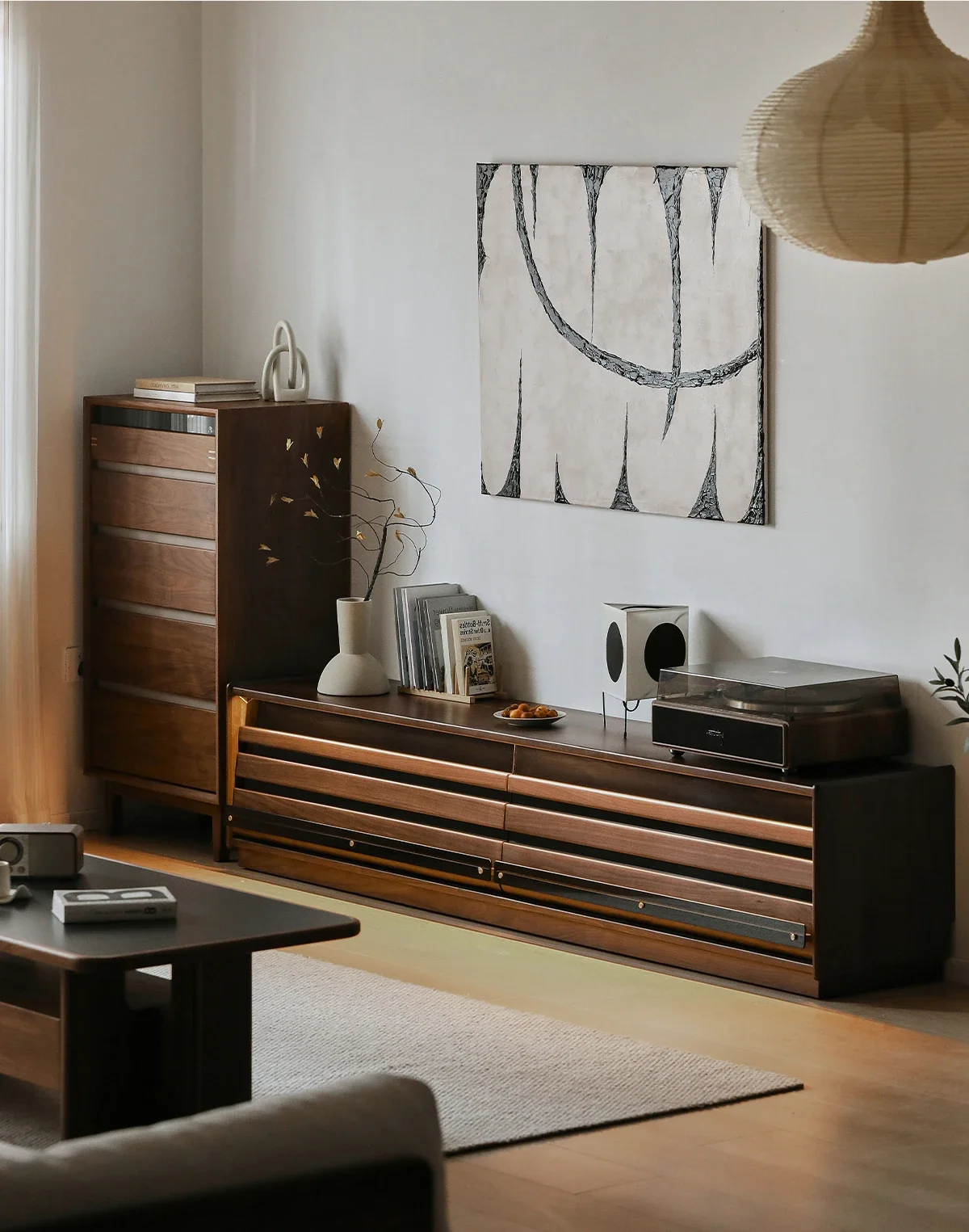 Black walnut floor TV cabinet small apartment living room household floor cabinet solid wood
Black walnut floor TV cabinet small apartment living room household floor cabinet solid wood