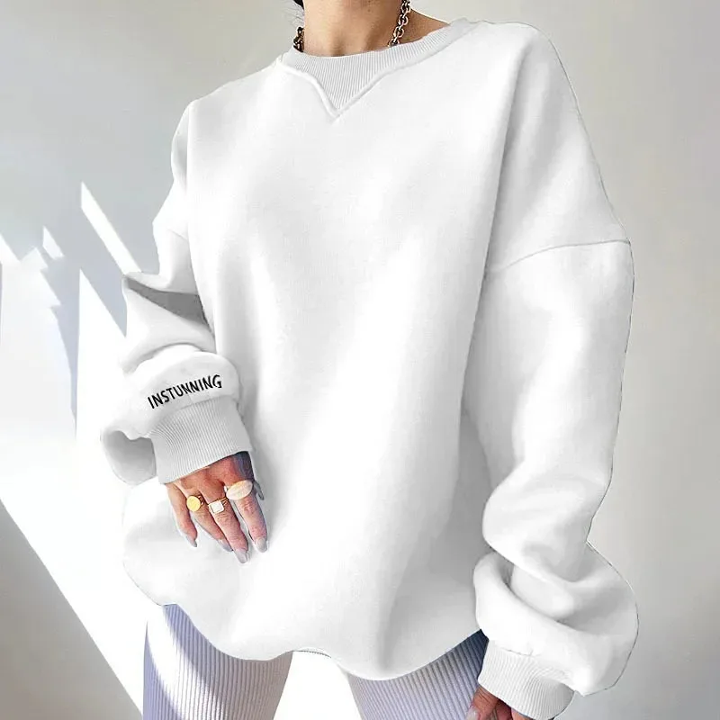 Solid Thickening Women's Hoodie New Loose Thickening Autumn Winter Warm Women's Pullover White Fashion Round Neck Women Sweater
Solid Thickening Women's Hoodie New Loose Thickening Autumn Winter Warm Women's Pullover White Fashion Round Neck Women Sweater