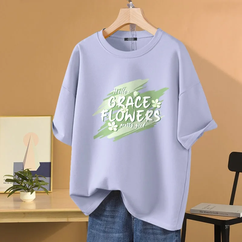 Summer Fashion Loose Casual O-neck T-shirt, Women Clothing 100% Cotton Vintage Pullovers, Letter Printed Short Sleeve Top Tee
Summer Fashion Loose Casual O-neck T-shirt, Women Clothing 100% Cotton Vintage Pullovers, Letter Printed Short Sleeve Top Tee
