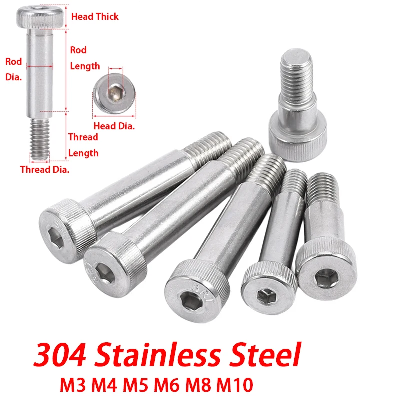 Shoulder Screws 304 Stainless Steel Hexagon Socket Cap Head Allen Bolts - M3 M4 M5 M6 M8 M10
Shoulder Screws 304 Stainless Steel Hexagon Socket Cap Head Allen Bolts - M3 M4 M5 M6 M8 M10