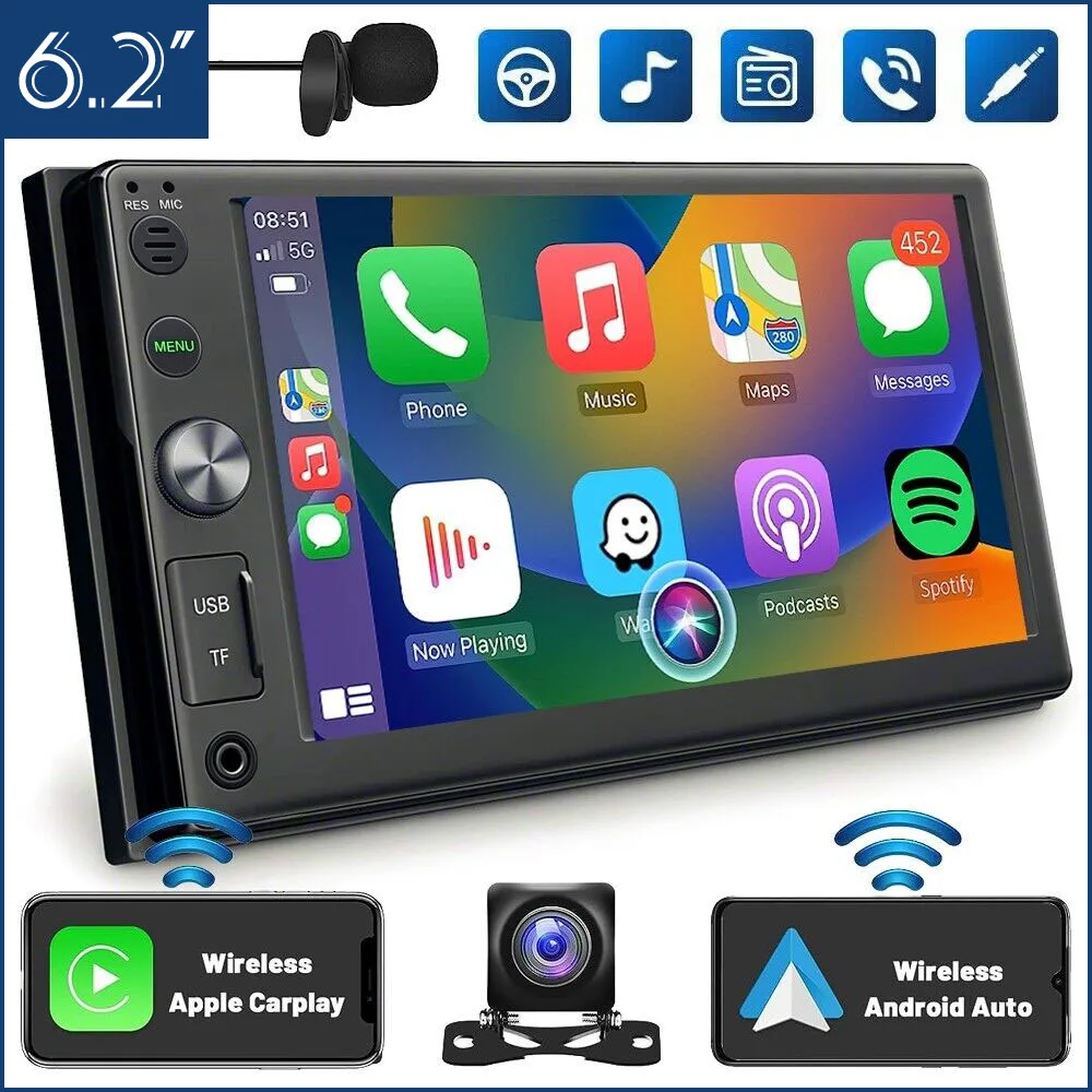 2 Din Android 6.2 Inch Car Multimedia Video Player 2DIN Stereo Radio GPS Car Stereo Radio Wireless CarPlay Android Auto
2 Din Android 6.2 Inch Car Multimedia Video Player 2DIN Stereo Radio GPS Car Stereo Radio Wireless CarPlay Android Auto