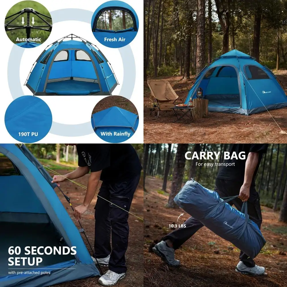 4-5 Person Automatic Pop-Up Tent, Portable Windproof Camping Shelter for Family Hiking and Mountain Adventures
4-5 Person Automatic Pop-Up Tent, Portable Windproof Camping Shelter for Family Hiking and Mountain Adventures