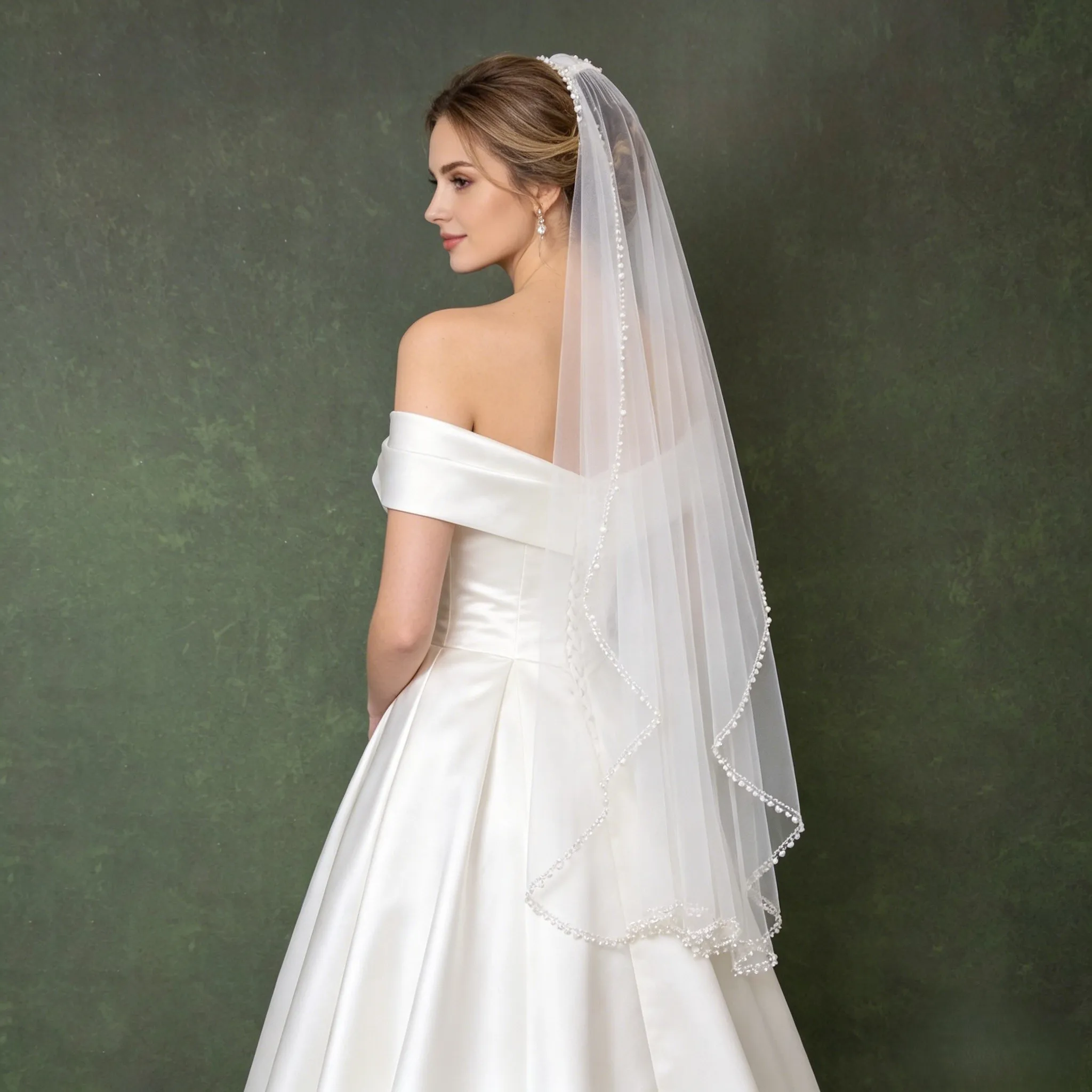1Tier Wedding Veil Double Row Pearl Edge fingertip Length Bridal Veil Tulle with Metal Comb Bride Headpiece Accessories G149
1Tier Wedding Veil Double Row Pearl Edge fingertip Length Bridal Veil Tulle with Metal Comb Bride Headpiece Accessories G149
