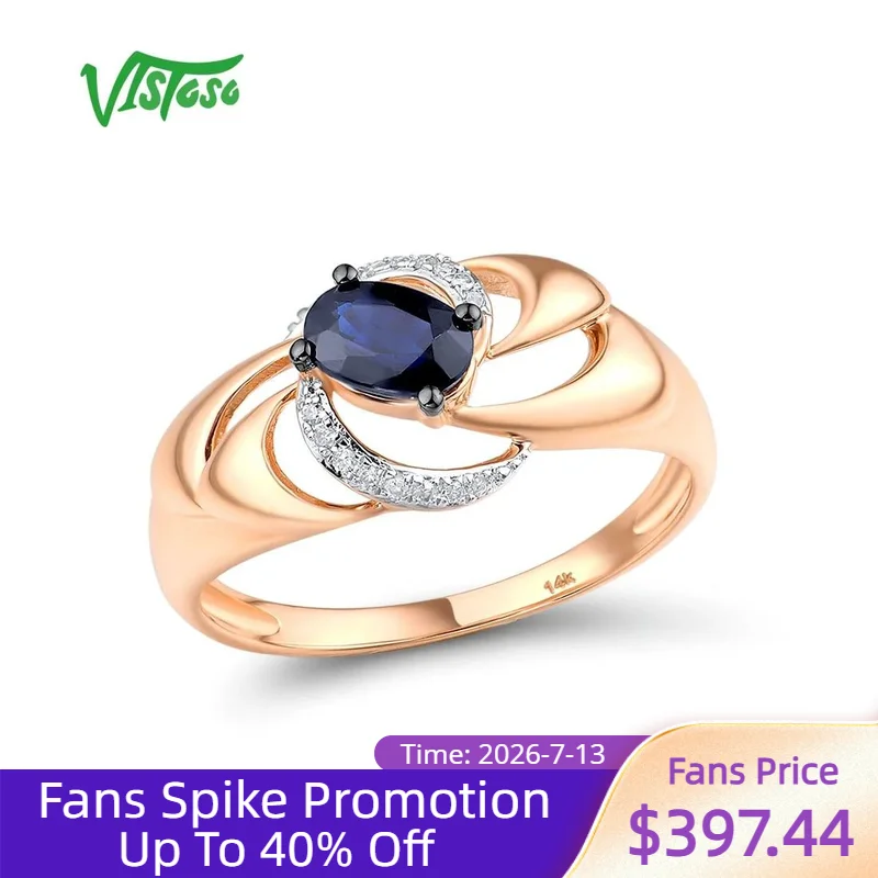 VISTOSO Gold Rings For Women Genuine 14K 585 Rose Gold Ring Round Shiny Diamond Blue Sapphire Wedding Engagement Fine Jewelry
VISTOSO Gold Rings For Women Genuine 14K 585 Rose Gold Ring Round Shiny Diamond Blue Sapphire Wedding Engagement Fine Jewelry