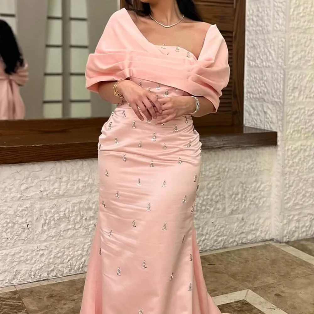 CustomizedElegant Pink Satin Bow Back Exquisite Crystal Beading Evening Dress Off the Shoulder Panel Train Half Sleeves Floor Le
CustomizedElegant Pink Satin Bow Back Exquisite Crystal Beading Evening Dress Off the Shoulder Panel Train Half Sleeves Floor Le