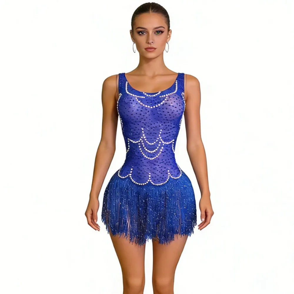 Blue Tassel Rhinestones Mesh Bodysuit Women Nightclub Party Birthday Outfit DJ Dancer Pole Dancing Fringe Leotard Stage Costume
Blue Tassel Rhinestones Mesh Bodysuit Women Nightclub Party Birthday Outfit DJ Dancer Pole Dancing Fringe Leotard Stage Costume