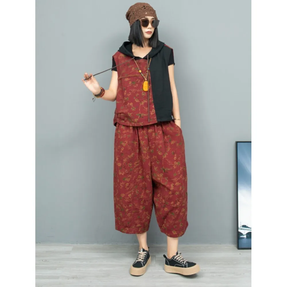 Vintage Floral Patchwork Hooded Vest + Wide Leg Pants Two-piece Set Women 2024 Autumn Loose Fashion Outfit ZF194
Vintage Floral Patchwork Hooded Vest + Wide Leg Pants Two-piece Set Women 2024 Autumn Loose Fashion Outfit ZF194