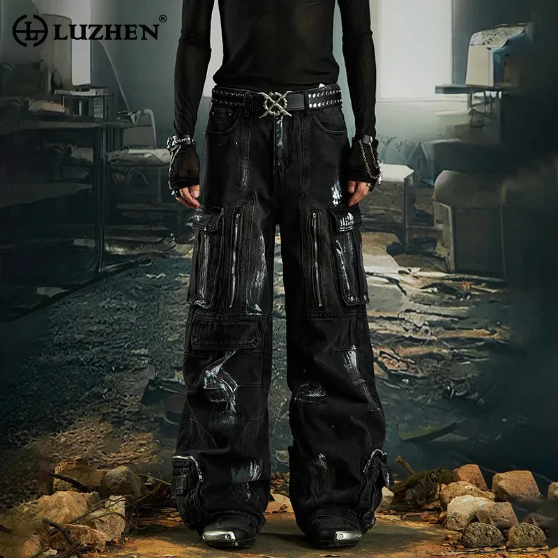 LUZHEN 2025 новые модные персонализированные прямые джинсы с краской, мужские оригинальные широкие джинсовые брюки с несколькими карманами JY3051 
LUZHEN 2025 новые модные персонализированные прямые джинсы с краской, мужские оригинальные широкие джинсовые брюки с несколькими карманами JY3051