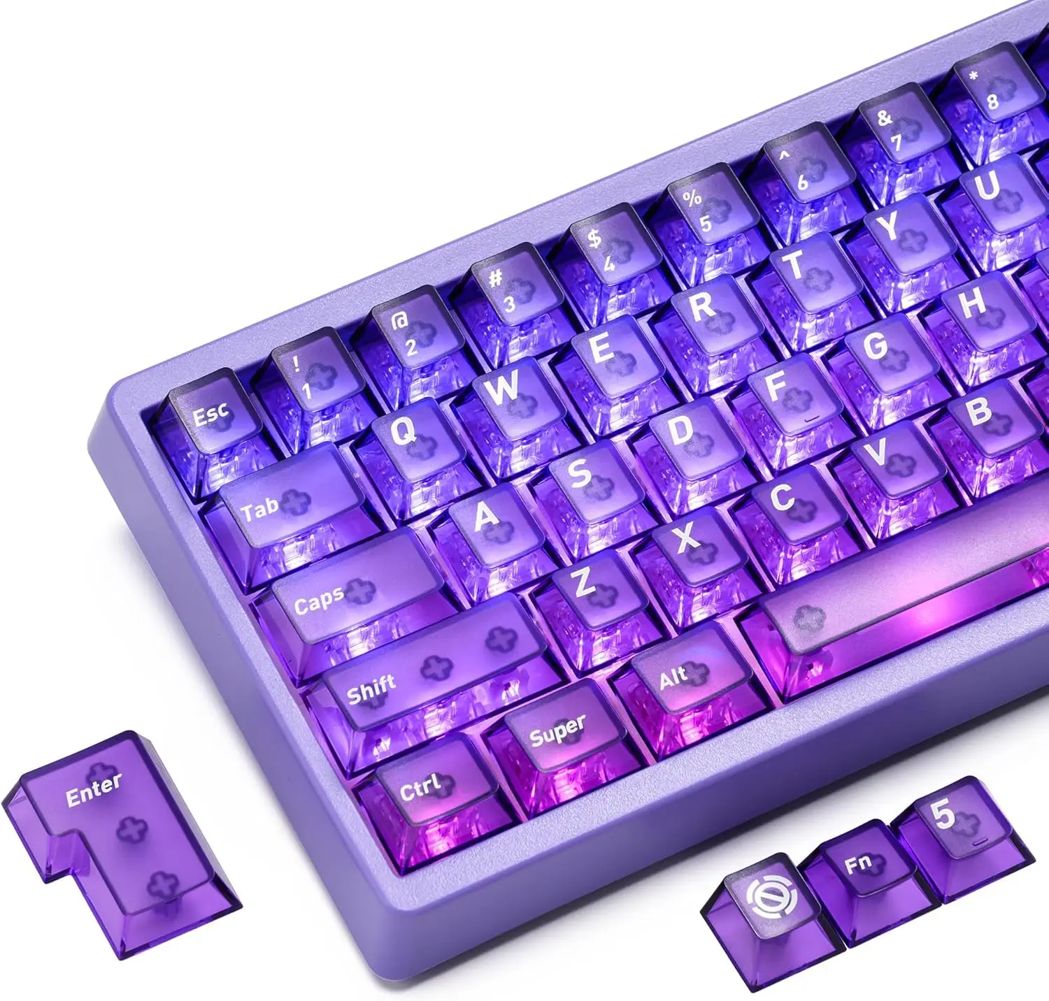 Keycaps Transparent Keycaps 60 75 100 Percent Ceramic Keycap Style Shine Through Keycap Cherry Profile Keyboard Key Cap Set fo