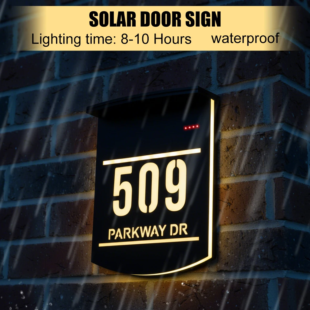 Customized Outdoor Solar House Sign LED House Entrance Sign Laser Cut Acrylic House Numbers Personalized Exterior Family Address
Customized Outdoor Solar House Sign LED House Entrance Sign Laser Cut Acrylic House Numbers Personalized Exterior Family Address