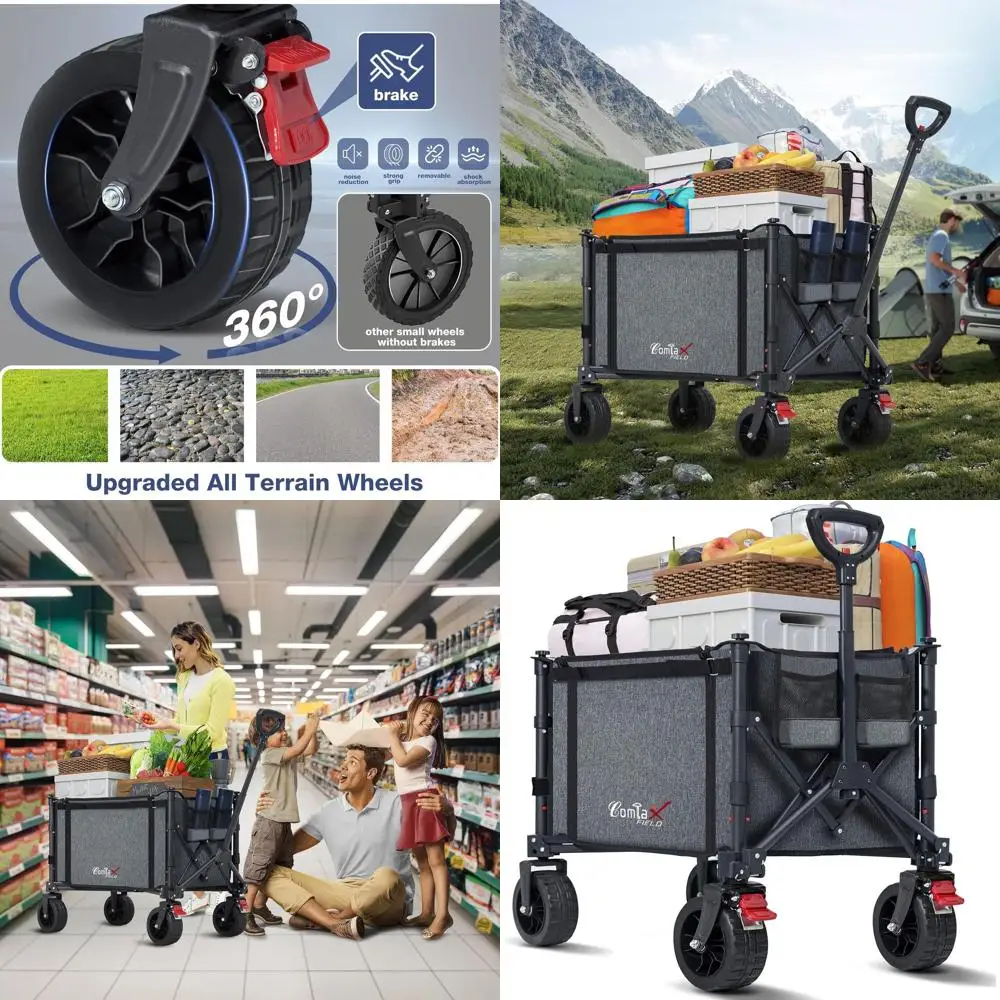 Складная тележка с большими колесами, грузоподъемность 250 фунтов, легкая садовая тележка для кемпинга, покупок и перевозки животных, серая
Складная тележка с большими колесами, грузоподъемность 250 фунтов, легкая садовая тележка для кемпинга, покупок и перевозки животных, серая