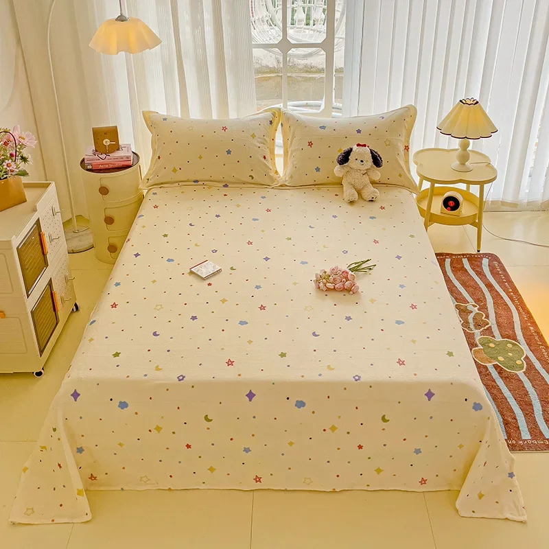 3pcs Cartoon Star Milk Velvet Bed Sheet Set, Soft and Thick Winter Flat Sheet, Children's Bedroom Cute Starry Sky Style Bedding
3pcs Cartoon Star Milk Velvet Bed Sheet Set, Soft and Thick Winter Flat Sheet, Children's Bedroom Cute Starry Sky Style Bedding