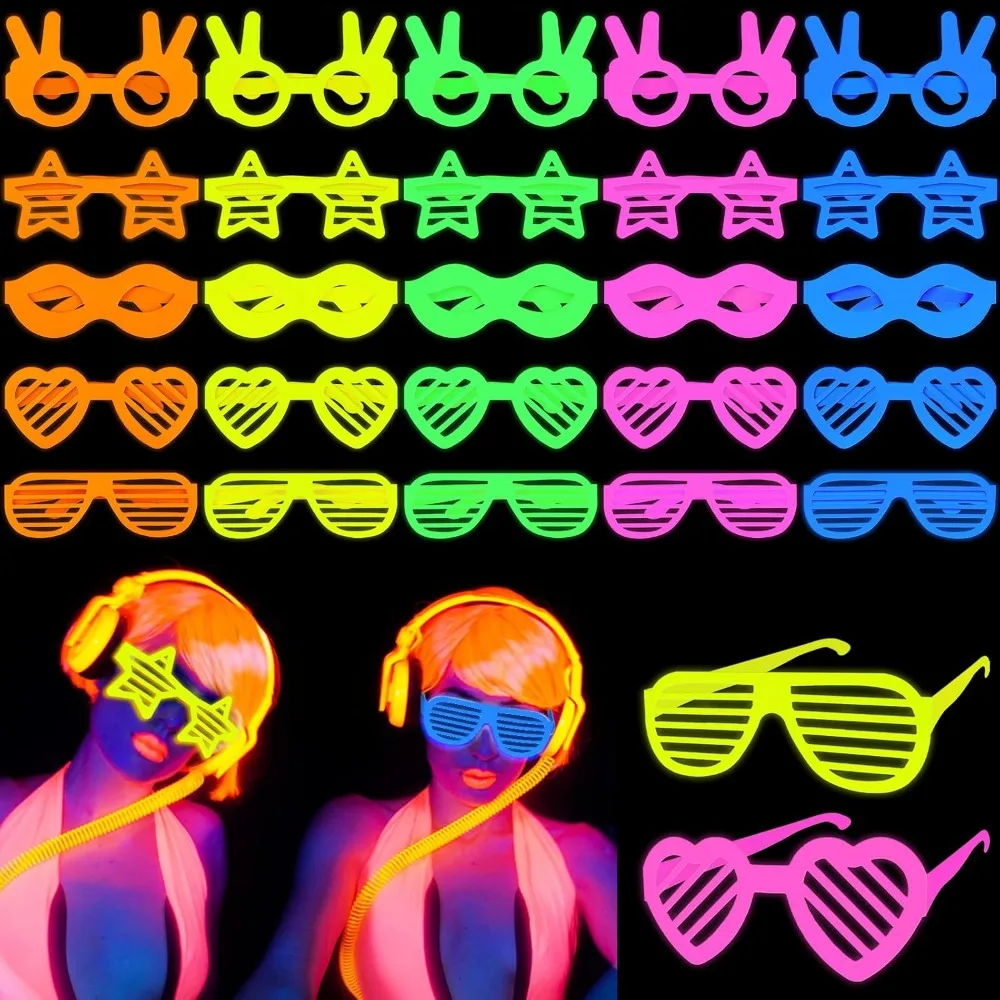 25 Pcs UV Neon Party Favors Black Light Reactive Glow in the Dark Paper Glasses, 5 Color Glow Glasses Neon Party Supplie
25 Pcs UV Neon Party Favors Black Light Reactive Glow in the Dark Paper Glasses, 5 Color Glow Glasses Neon Party Supplie