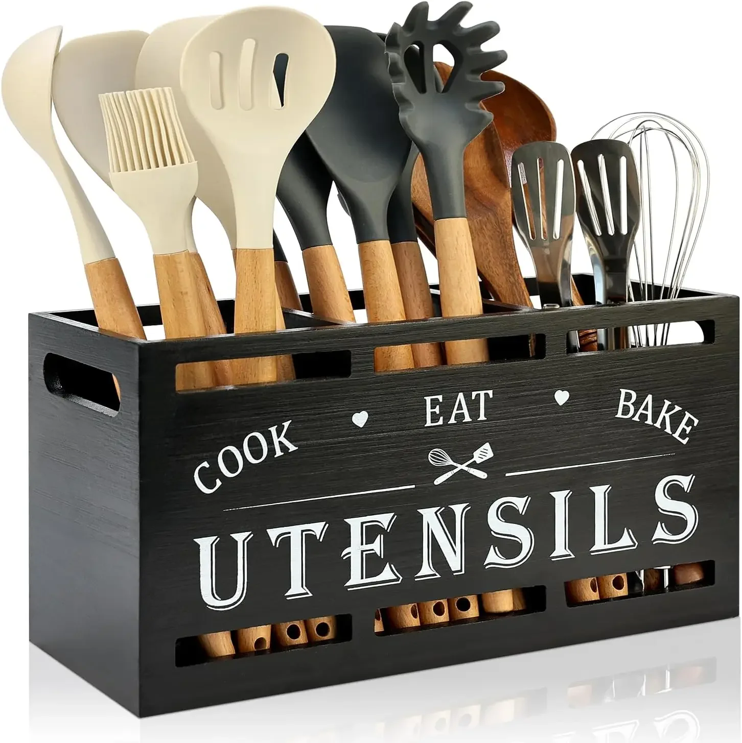 Extra Large Black Wood Utensil Holder Organizer Farmhouse Kitchen Decor Cutlery Spatula Holder Silverware Caddy Wooden Cooking Utensils Holder for Kitchen Countertop Utensil Crock Spoon Tools Holder
Extra Large Black Wood Utensil Holder Organizer Farmhouse Kitchen Decor Cutlery Spatula Holder Silverware Caddy Wooden Cooking Utensils Holder for Kitchen Countertop Utensil Crock Spoon Tools Holder