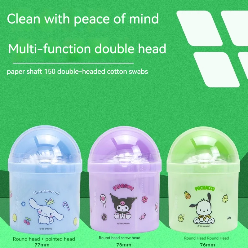 150 Pieces Cute Cartoon Kuromi Cinnamoroll Pochacco Paper Reel Double-Ended Cotton Swab Disinfection Makeup Cotton Swab
150 Pieces Cute Cartoon Kuromi Cinnamoroll Pochacco Paper Reel Double-Ended Cotton Swab Disinfection Makeup Cotton Swab