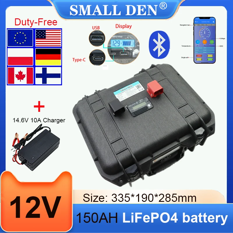 New 12V 150Ah LiFePO4 Battery Built in Bluetooth BMS For Portable power supply
New 12V 150Ah LiFePO4 Battery Built in Bluetooth BMS For Portable power supply