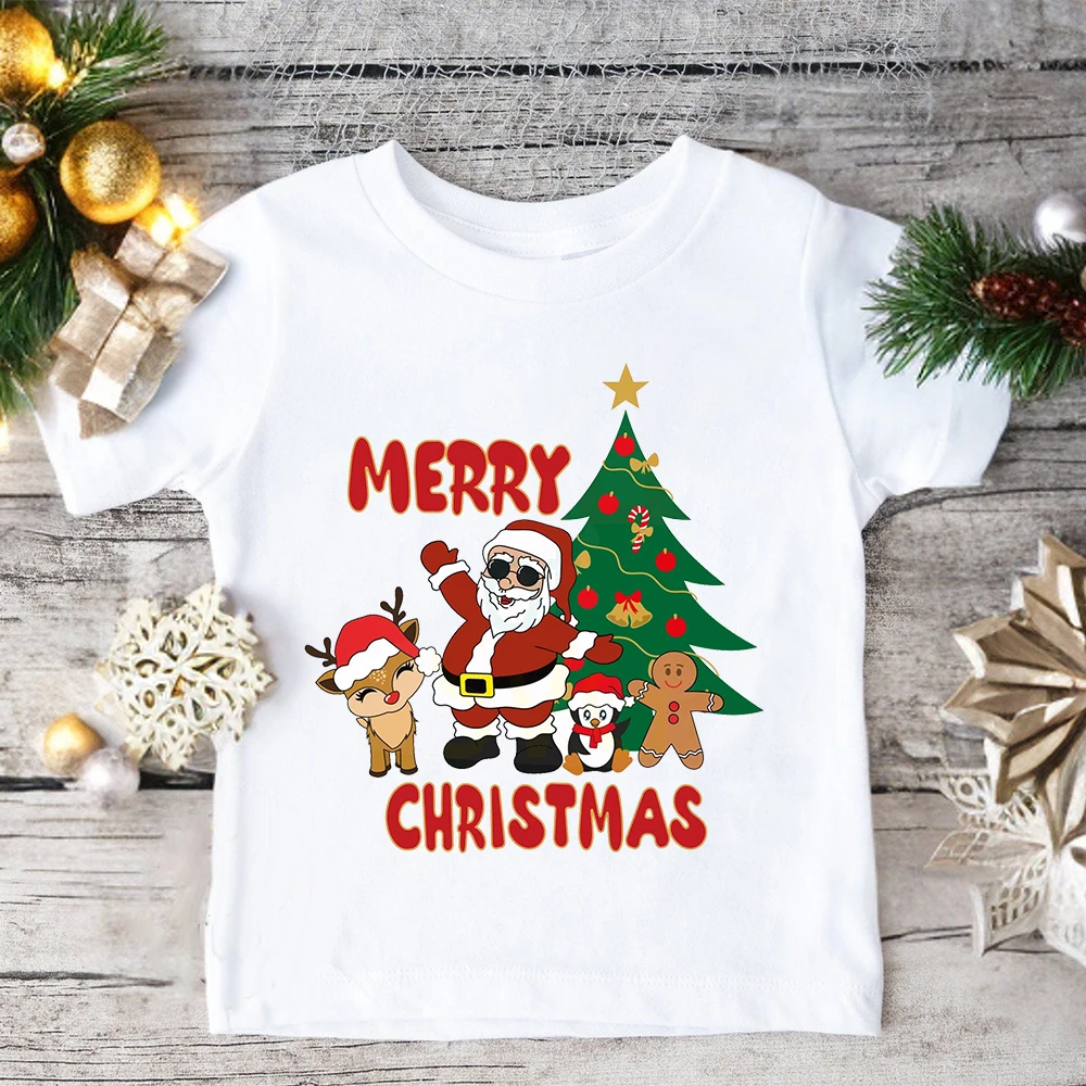 Merry Christmas Santa Deer Printed Shirt Kids Christmas Outfit T-shirt Boys Girls Xmas Short Sleeve Tee Toddler Holiday Outfit
Merry Christmas Santa Deer Printed Shirt Kids Christmas Outfit T-shirt Boys Girls Xmas Short Sleeve Tee Toddler Holiday Outfit