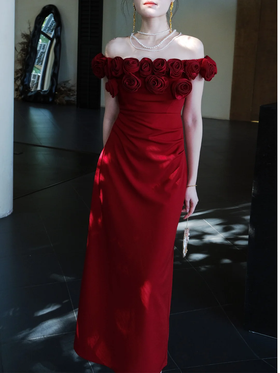 Red One-Shoulder Bridal Dress Women's Elegant Slimming Vintage Deer And Roses Dress Korean Style Long Evening Gown
Red One-Shoulder Bridal Dress Women's Elegant Slimming Vintage Deer And Roses Dress Korean Style Long Evening Gown