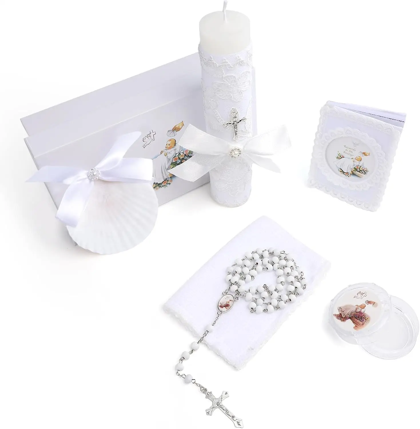 Baptism Candle Set for Boys Girls,5 PCS Baptism Kit Catholic Candle,Baptism Towel,Baptismal Shell
Baptism Candle Set for Boys Girls,5 PCS Baptism Kit Catholic Candle,Baptism Towel,Baptismal Shell