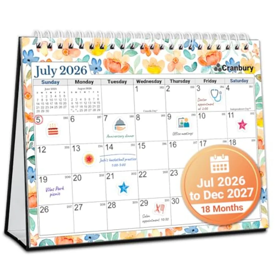 Small Desk Calendar 2026-2027 Standing Flip, July 2026 to Dec 2027, 8x6 Desktop Calendar with Stickers, 18 Months Desk Planner
Small Desk Calendar 2026-2027 Standing Flip, July 2026 to Dec 2027, 8x6 Desktop Calendar with Stickers, 18 Months Desk Planner