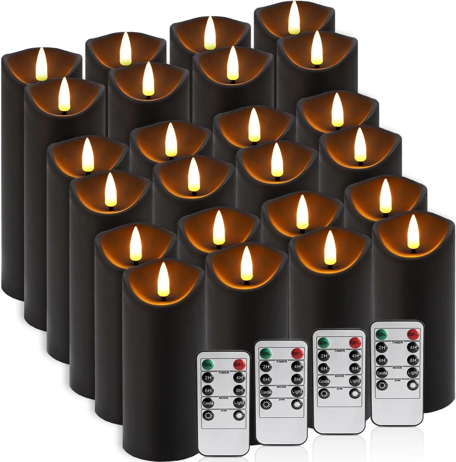 Set of 24 Flickering Black FlamelCandles, Battery Operated LED Pillar Candles with Remote Control and
Set of 24 Flickering Black FlamelCandles, Battery Operated LED Pillar Candles with Remote Control and