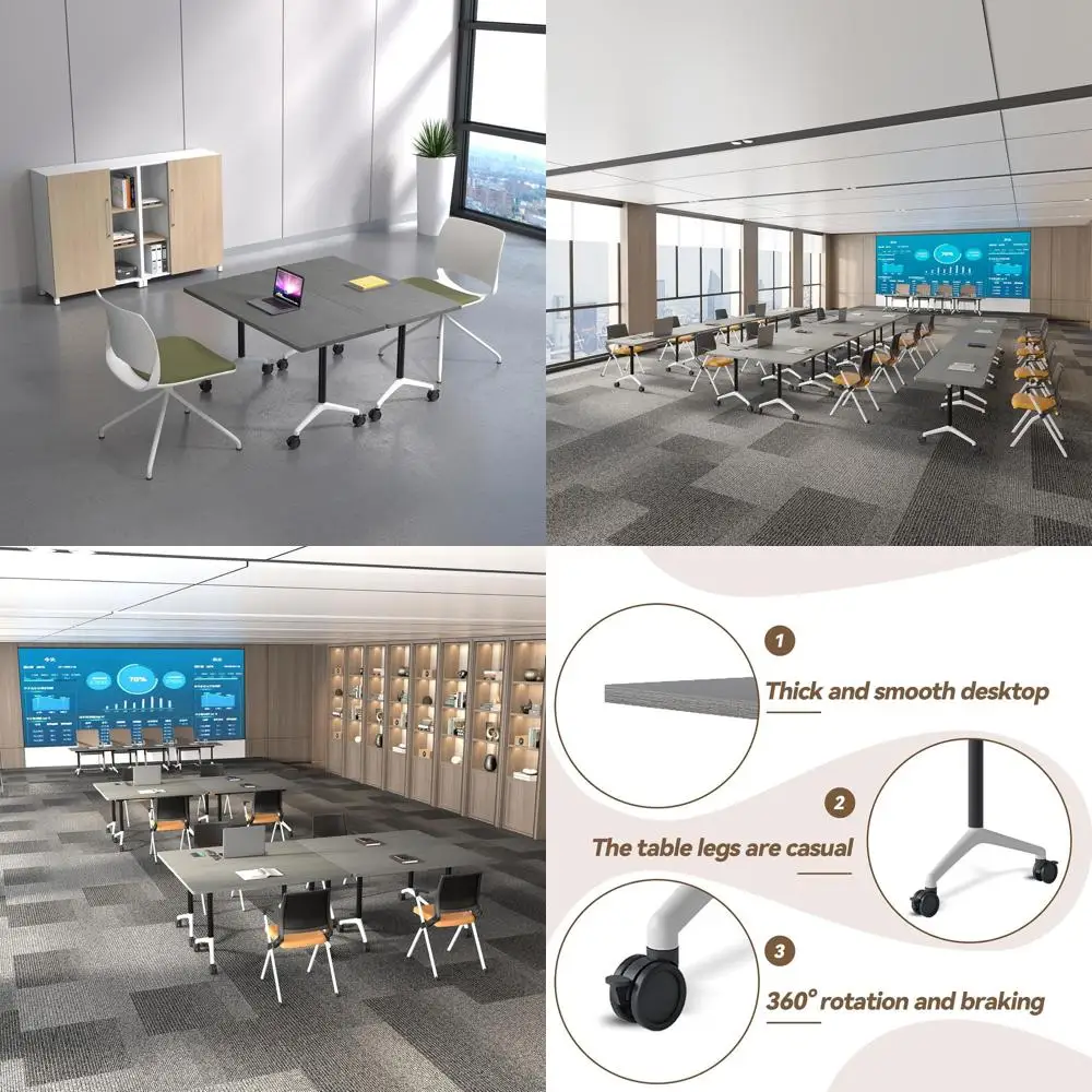 Комплект из 4 прочных мобильных тренировочных столов с фиксируемыми колесами для конференций, офисов и учебных классов
Комплект из 4 прочных мобильных тренировочных столов с фиксируемыми колесами для конференций, офисов и учебных классов