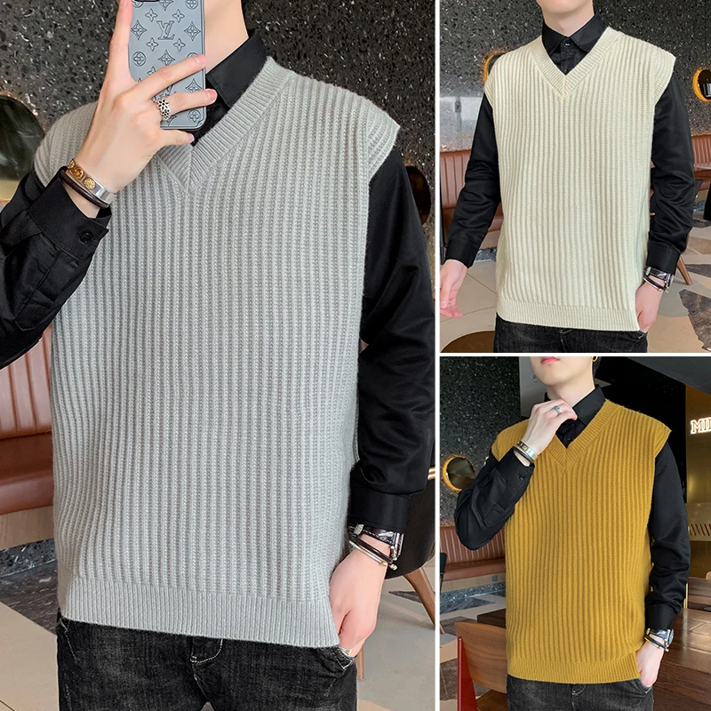 Sleeveless Knitwear Vest Waistcoat Men V-Neck Pullover Striped Soft Knit Sweater Solid Plain Loose Fit All Match Sweatshirt Tops
Sleeveless Knitwear Vest Waistcoat Men V-Neck Pullover Striped Soft Knit Sweater Solid Plain Loose Fit All Match Sweatshirt Tops