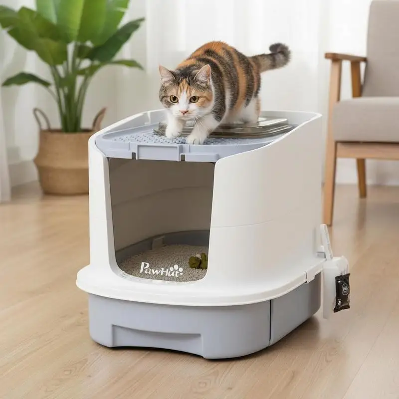 Cat Litter Box with Lid, Scoop, Deodorisation Bags, Top Entry
Cat Litter Box with Lid, Scoop, Deodorisation Bags, Top Entry