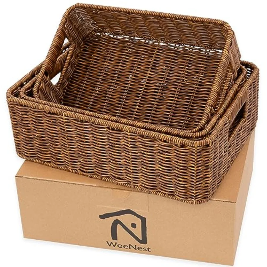 Baskets for Organizing, Undershelf Wicker Storage, Hand Woven Organizer for Closet Organization, Rectangular, Set of 3
Baskets for Organizing, Undershelf Wicker Storage, Hand Woven Organizer for Closet Organization, Rectangular, Set of 3