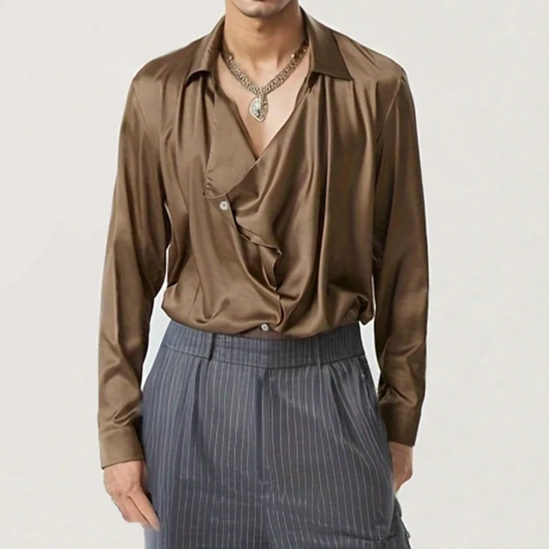 Spring/Summer 2026 Men's Light Silk Shirt Commuter Swing Collar Long Sleeve Loose Shirt
Spring/Summer 2026 Men's Light Silk Shirt Commuter Swing Collar Long Sleeve Loose Shirt