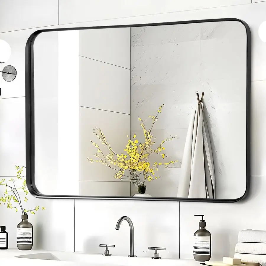 Mirror for Bathroom Wall 40x30 Inch Large Reactangular Metal Framed Mirror Over Sink, Matte Frame Big Rectangle Mirror Vanity fo
Mirror for Bathroom Wall 40x30 Inch Large Reactangular Metal Framed Mirror Over Sink, Matte Frame Big Rectangle Mirror Vanity fo